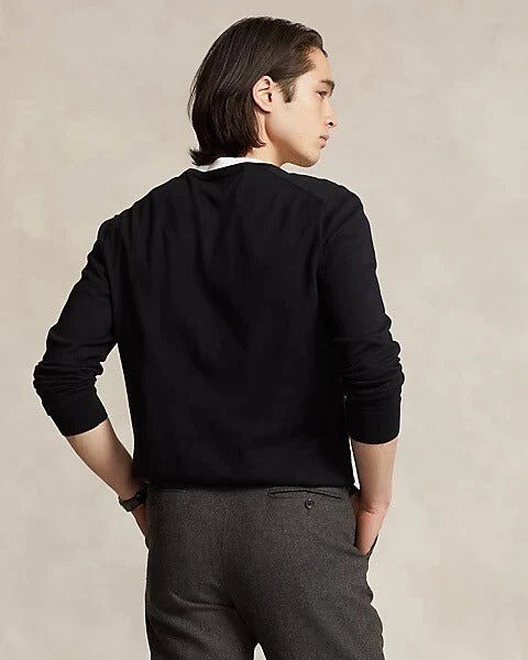 POLO RALPH LAUREN CUSTOM FIT COTTON V-NECK SWEATER